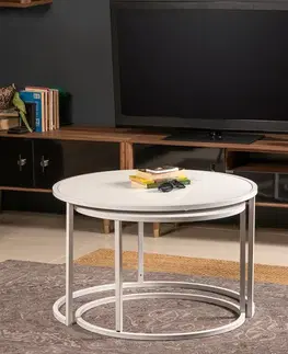 Sada odkládacích stolků (2 kusy) Tambur - White