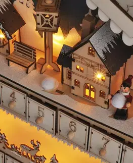 Solight LED adventní kalendář  horská chata, 10x LED, 50x40cm, 2x AA