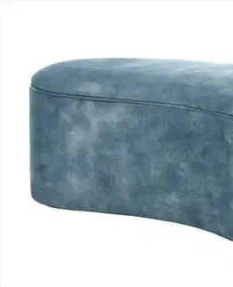 Estila Moderní art deco čalouněná lavice Magritte s úložným prostorem a sametovým petrolejově modrým potahem organického tvaru 120 cm