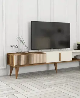 TV stolek Milan Alt - Walnut, Cream
