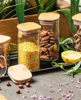 4Home Skleněná dóza na potraviny s víkem Bamboo, 300 ml, 300 ml