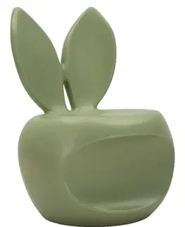 Estila Designová zelená kulatá taburetka Genny s hladkým matným povrchem s opěrkou se zaječíma ušima 79 cm