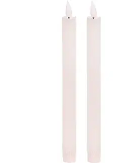 Sada kónických svíček s LED osvětlením, bílá, 2 ks, parafín, 25 cm