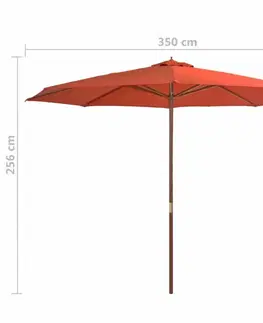 Slunečník Ø 350 cm látka / dřevo Dekorhome