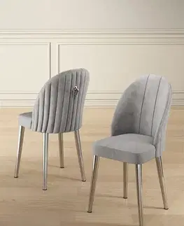 Sada židlí (6 kusů) Mara - Grey, Chrome