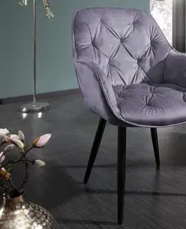 Estila Retro designové čalouněné fialové křeslo Milano s područkami 84cm
