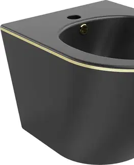 MEXEN Lena bidet závěsný, černá mat/zlatá linka 35224875