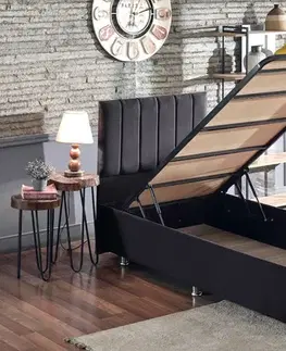 Rám jednolůžkové postele s čelem Ela Single - Black (100 x 200)