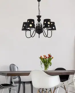 Černý lustrový závěsný lampa 5xE14 Batley Ledea