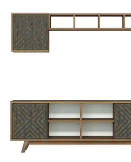 TV stěna / Sestava pod TV Inci - Walnut, Blue