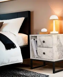 Noční stolek Glimmer - Fressia Marble, Black