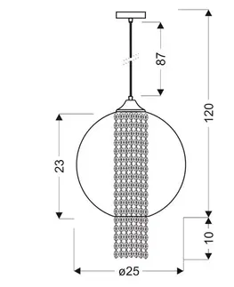 Závěsná lampa červená 1xE27 50cm ALLANI S KRYSTALY