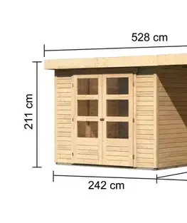Dřevěný zahradní domek ASKOLA 3 s přístavkem 280 Lanitplast