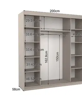 ArtAdrk Šatní skříň MEGAN | cashmere 200 cm