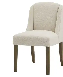 Estila Luxusní moderní jídelní židle Lucia s potahem z buklé látky v bílé barvě a dřevěnými nožičkami 52 cm