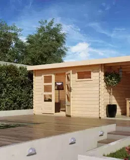 Dřevěný zahradní domek BASTRUP 8 s přístavkem Lanitplast