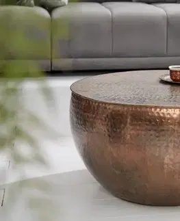 Estila Industriální kruhový konferenční stolek Hammerblow v měděné povrchové úpravě 60cm