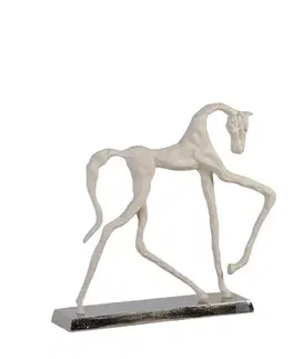 Estila Moderní surrealistická soška koně Zaldibat v bílé barvě z kovové slitiny 56 cm