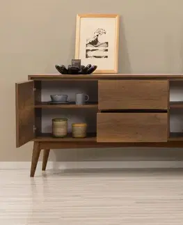 Set s rozkládacím stolem, židlemi a konzolou (6 kusů) Vina 01 0701 - Walnut, Grey