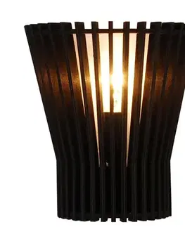 Černá dřevěná prolamovaná nástěnná lampa E14 Osaka Ledea
