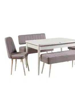 Jídelní set s rozkládacím stolem a židlemi (5 kusů) Vina 0701 - 4 - White, Grey
