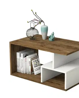 Konferenční stolek Arte White and Dark Walnut