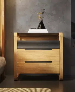 Estila Luxusní art deco obdélníkový noční stolek Berna se dvěma šuplíky a mramorovou deskou s vroubkovaným panelem 65 cm