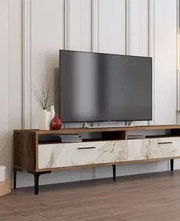TV stolek Istanbul 2 - Walnut White Marble