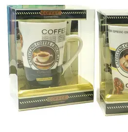 PROHOME - Hrnek a lžička keramická Cappuccino Coffee různé dekory