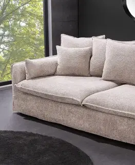 Estila Moderní béžová dvousedačka Heaven s potahem z buklé látky 200cm
