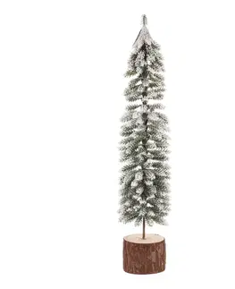 Vánoční dekorace stromek na špalku zasněžený, 40 cm