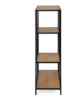 Kovový regál LOFTY GRID Low Oak, 114 x 77 cm