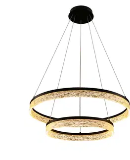 Okouzlující závěsná lampa FROZI – černé stínidlo s krystaly – moderní LED lustr do luxusního obývacího pokoje