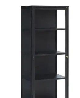 Estila Vitrína Soeren, černý kov/sklo, 160 cm