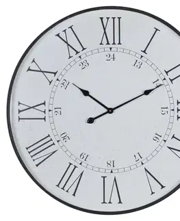 Estila Vintage kulaté nástěnné hodiny Union Station s černým rámem a římskými čísly s jemnou patinou 80 cm
