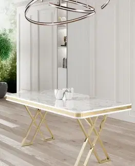 Jídelní stůl Vals - White Marble, Gold