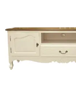 Estila Luxusní provence TV stolek Preciosa v bílé barvě s vyřezávanými nožičkami 170cm