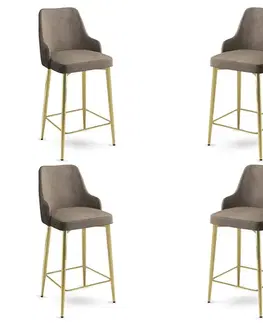 Bar Stool Set (4 Pieces) Enox - Cappuccino, Gold