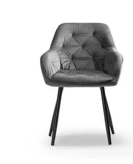 Jídelní židle BUTTON LOUNGE šedá, 2 ks