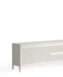 Estila Luxusní moderní čtyřdveřový TV stolek Tallin s vroubkovaným čelem s mramorovou deskou 231 cm