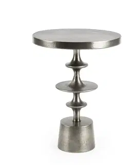 Estila Designový industriální kulatý příruční stolek Ludwig se stylovou tvarovanou nohou z kovu v šedé barvě 55 cm