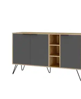 Konzolový stolek Clara Console - Oak, Anthracite