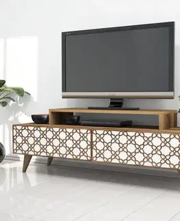 TV stolek City - Walnut, White