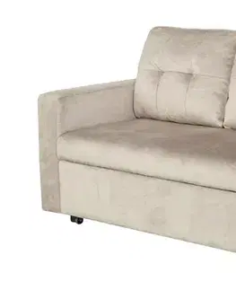 Estila Designová moderní rozkládací dvousedačka Lotta se sametovým béžovým potahem a prošívanými opěrkovými polštáři 142 cm