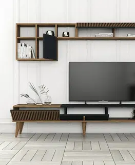 Televizní stěna Milen Walnut and Anthracite