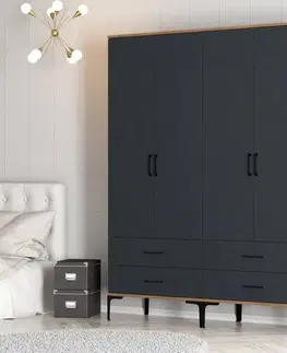 Šatní skříň Kumsal TT - Walnut, Anthracite
