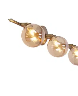 Stropní lampa Rodia s patinou, páskem 3x40W, stínidlo G9, jantarová