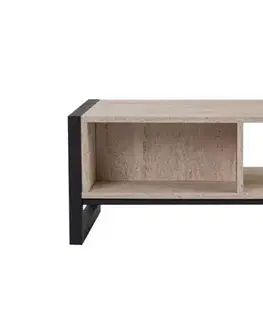 Konferenční stolek Haldizen - Black, Travertine