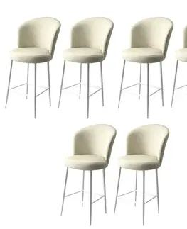 Bar Stool Set (6 Pieces) Fora - Cream, White