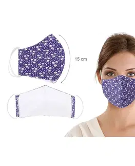 Bellatex Ústní bavlněná rouška Kytička fialová - medium, M